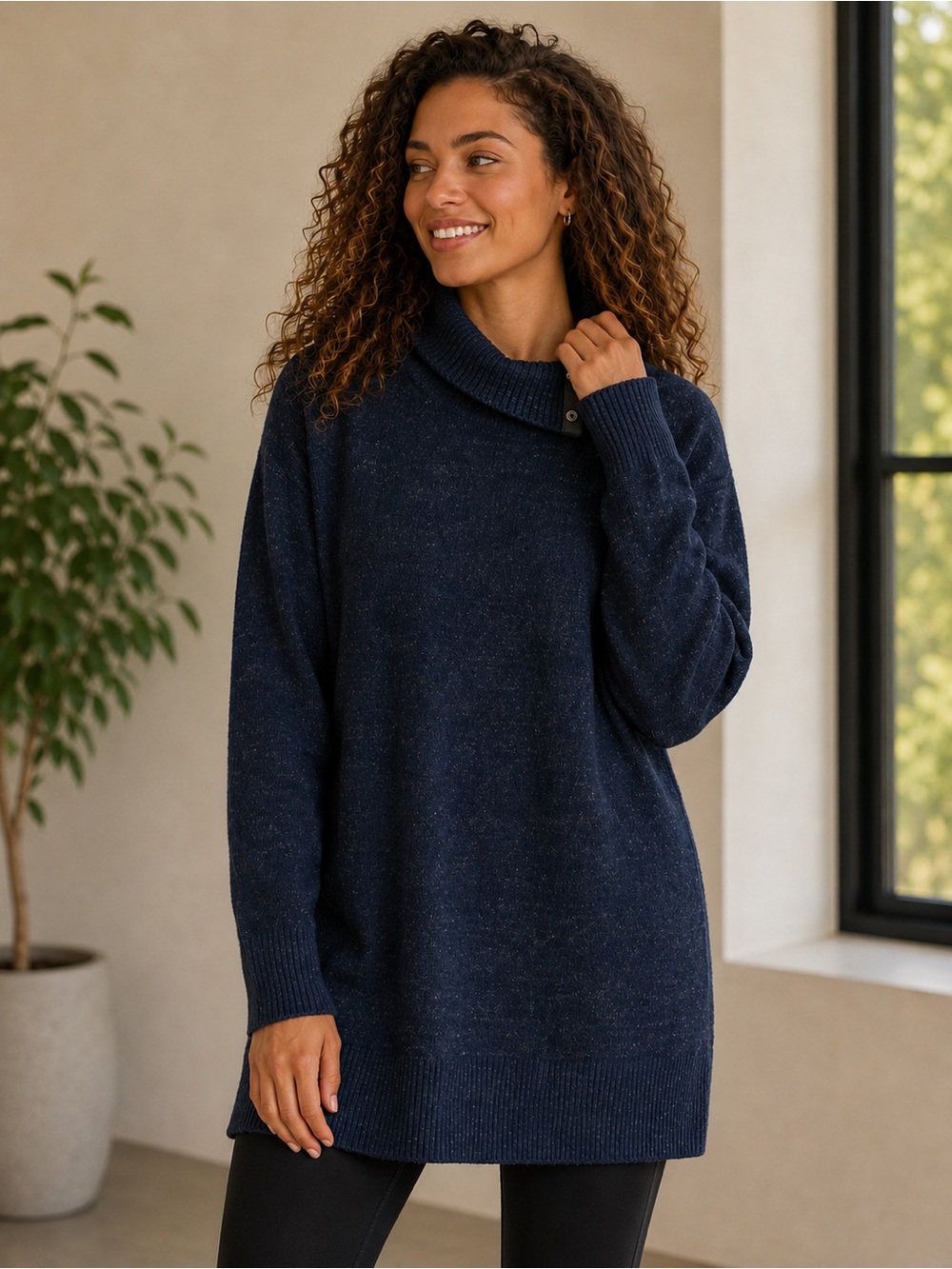 GAP Navy Cowl Neck Tunic Sweater